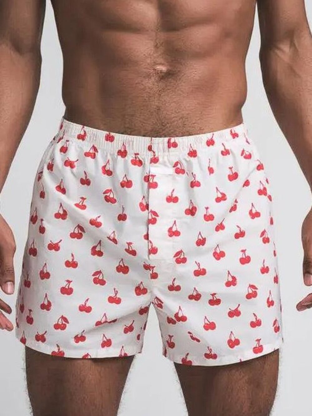 SKIMS Men's Cotton Poplin Boxers Size XS in Analog Cherries Print